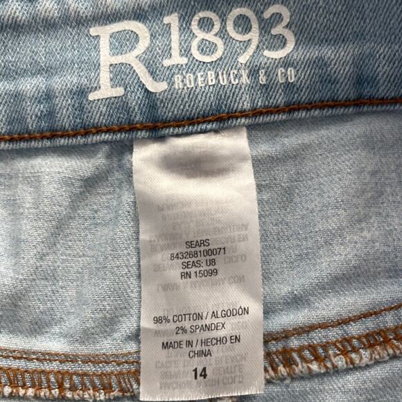 Sears R 1893 Roebuck & Co Distressed Jean Denim Shorts 14 Bird Leaf Embroidered - Picture 5 of 10